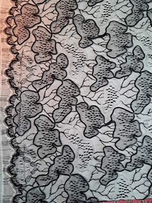 dentelle noire cordée à bordure festonnée