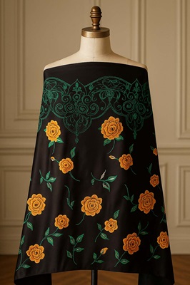 crêpe satin brodé,tissus luxueux, made in France